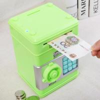 家英 大容量智能自动卷钱带音乐密码儿童存钱罐--绿色
