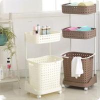 开馨宝 大号多层滑轮加厚钢管脏衣篓居家时尚多彩脏衣篮 塑料洗衣篮 创意多层脏衣收纳篮大号污衣篓