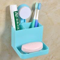 家英 吸盘挂壁沥水收纳盒 两层整理架牙刷牙膏置物收纳角香皂架18*13*13cm(778)