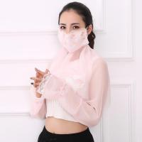 防晒雪纺披肩口罩袖套三合一春夏季女士骑车薄款透气防尘口罩防晒面罩 骑行面罩 开车面罩