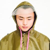军黄加厚帆布雨衣加大透明大帽檐电动车雨衣摩托车双人雨披