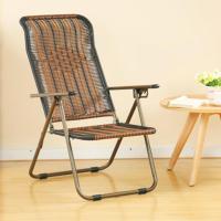 开馨宝 圆脚两折藤椅折叠靠椅休闲椅老人午休椅户外沙滩椅加固办公室午睡椅夏季休闲躺椅凉椅子