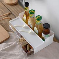 家英 多功能厨房收纳盒4格透明调味盒套装 带勺子 调味品收纳盒 厨房调味盒塑料家用创意 --白色