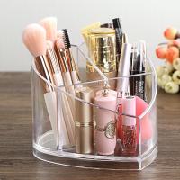 化妆刷筒桌面梳子口红整理盒透明塑料盒眉笔粉刷化妆品收纳盒