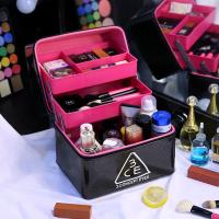化妆盒 多层皮质化妆箱 化妆包 洗漱包 手提护肤盒 便携手提化妆品收纳箱小方包 整理盒 手拿包