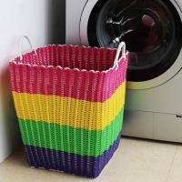 方形衣服整理筐 脏衣篓 洗衣篮 塑料编织筐 框藤编 脏衣服收纳篮 玩具桶