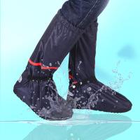 牛津布水鞋套男女户外摩托机车加厚底高筒雨鞋套户外登山旅行高帮鞋套H601-1黑S码