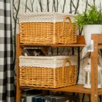 柳藤编收纳筐 布艺整理箱 厨房收纳篮 衣柜内衣收纳盒 桌面收纳盒 储物篮