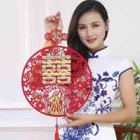 结婚婚房布置喜庆用品喜字挂饰红绒布室内挂件装饰用品喜字挂饰挂件-窗花双层喜字30