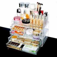 透明抽屉式化妆品收纳盒组合口红收纳化妆盒梳妆台桌面收纳柜