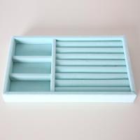 首饰收纳盒珠宝手镯项链耳钉耳环绒布展示盒灰色托盘戒指饰品盒子