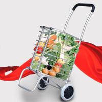 买菜车小拉购物车折叠便携家用铝合金篮老年手拉小推车-LC206+内袋+绳子