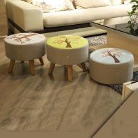 布艺沙凳换鞋凳大凳子茶几凳穿鞋凳圆凳实木矮凳搁脚凳梳妆凳