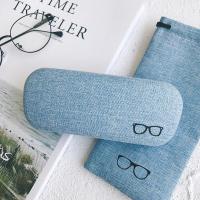 布艺近视眼镜盒清新复古棉麻款眼镜收纳盒男女简约创意眼镜盒