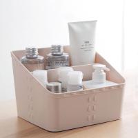 仿藤编化妆品收纳盒梳妆台整理盒桌面塑料多格护肤品置物架