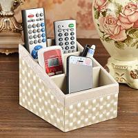 皮革遥控器收纳盒办公室桌面上文具整理多功能创意茶几客厅欧式