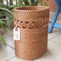 手编藤编垃圾桶美式收纳桶垃圾桶家居花桶