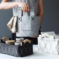 布艺收纳篮桌面杂物筐毛毡手提储物篮袜子收纳筐衣柜置物篮子