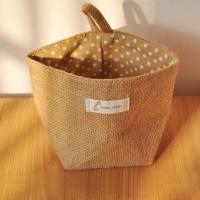 创意收纳挂袋黄麻小圆桶复古挂兜可悬挂收纳小桶桌面整理筐花盆袋