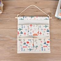 棉麻布艺储物袋收纳挂袋卡通杂物挂包挂式收纳袋五兜收纳挂袋