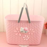 卡通猫塑料篮洗澡篮游泳篮手提浴室洗浴篮收纳筐子迷你小篮子