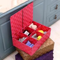 简约编织有盖内衣收纳盒大码桌面储物盒文胸收纳箱收纳筐