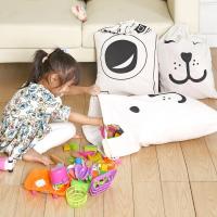 家用收纳储物袋子儿童玩具收纳袋熊脸睡脸熊字母家居帆布收纳袋麻袋