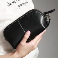 女士钱包牛皮简约时尚化妆包零钱收纳包拉链真皮手拿包