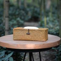 创意草编洗手间客厅茶几抽纸盒藤编纸巾盒家用餐巾纸套抽纸盒