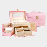 首饰盒欧式韩式带锁简约珠宝耳环手饰品收纳盒大多层结婚礼品