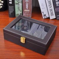 皮质眼镜盒太阳镜墨镜收纳盒旅行便携4格眼镜展示盒多功能储物盒