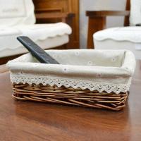 钥匙收纳盒口玄关收纳篮迷你藤编筐桌面茶几杂物遥控器收纳盒