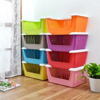 厨房可叠加收纳筐3层蔬菜水果收纳篮塑料置物架整理储物筐