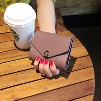 女士薄款搭扣零钱包收纳包简约短款钱包迷你小钱包折叠皮夹