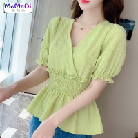 夏季网红短袖T恤女装夏装2020年新款ins潮超火雪纺收腰上服洋气