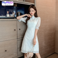 2020夏立领五分袖修身显瘦旗袍改良版年轻款少女气质小个子连裙