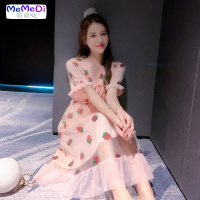 莓连裙2020新款夏季智熏法式桔梗网纱裙仙女超仙森系初恋裙