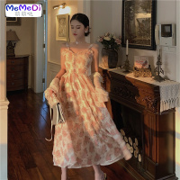 2020夏季新款超仙的长裙高腰显瘦碎花吊带裙中长款气质雪纺连裙