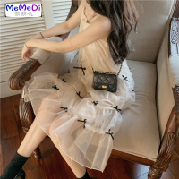 2020夏季新款法式少女很仙的网红拼接吊带裙宽松蝴蝶中长款连裙