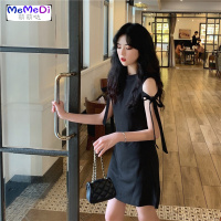 2020夏季新款韩版性感心机小黑裙修身显瘦系带无袖小个子连裙女