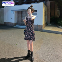 2020夏装新款法式复古网红收腰显瘦木耳边吊带裙少女感桔梗连裙