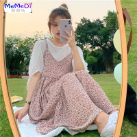 2020夏装新款法式小众绑带心机露背吊带裙宽松中长款碎花连裙女