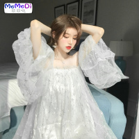 2020夏装新甜美少女字肩吊带蓬蓬裙网红仙女裙宽松个连裙