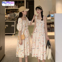 2020夏装新款可甜美少女闺蜜裙高腰显瘦园方领连裙中长裙女
