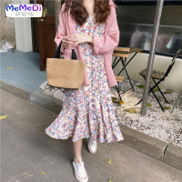 2020夏装新款法式少女荷叶边碎花吊带裙网红宽松中长款连裙女