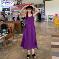 2020夏装新款甜美清新宽松 色网红吊带裙洋气中长款连裙女