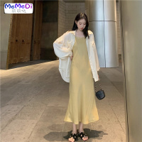 2020夏季新款网红心机裙子内搭宽松性感吊带裙中长款色连裙