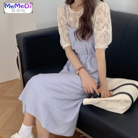 2020夏季新款法式复古吊带裙宽松绑带收腰中长款少女初恋系连裙