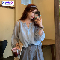 夏季薄款百搭雪纺衬衫女设计感小众轻熟垂感上外穿长袖防晒潮