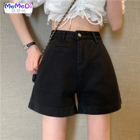2020夏装新款复古港味chic黑色牛仔短裤女高腰百搭热裤显瘦阔腿裤